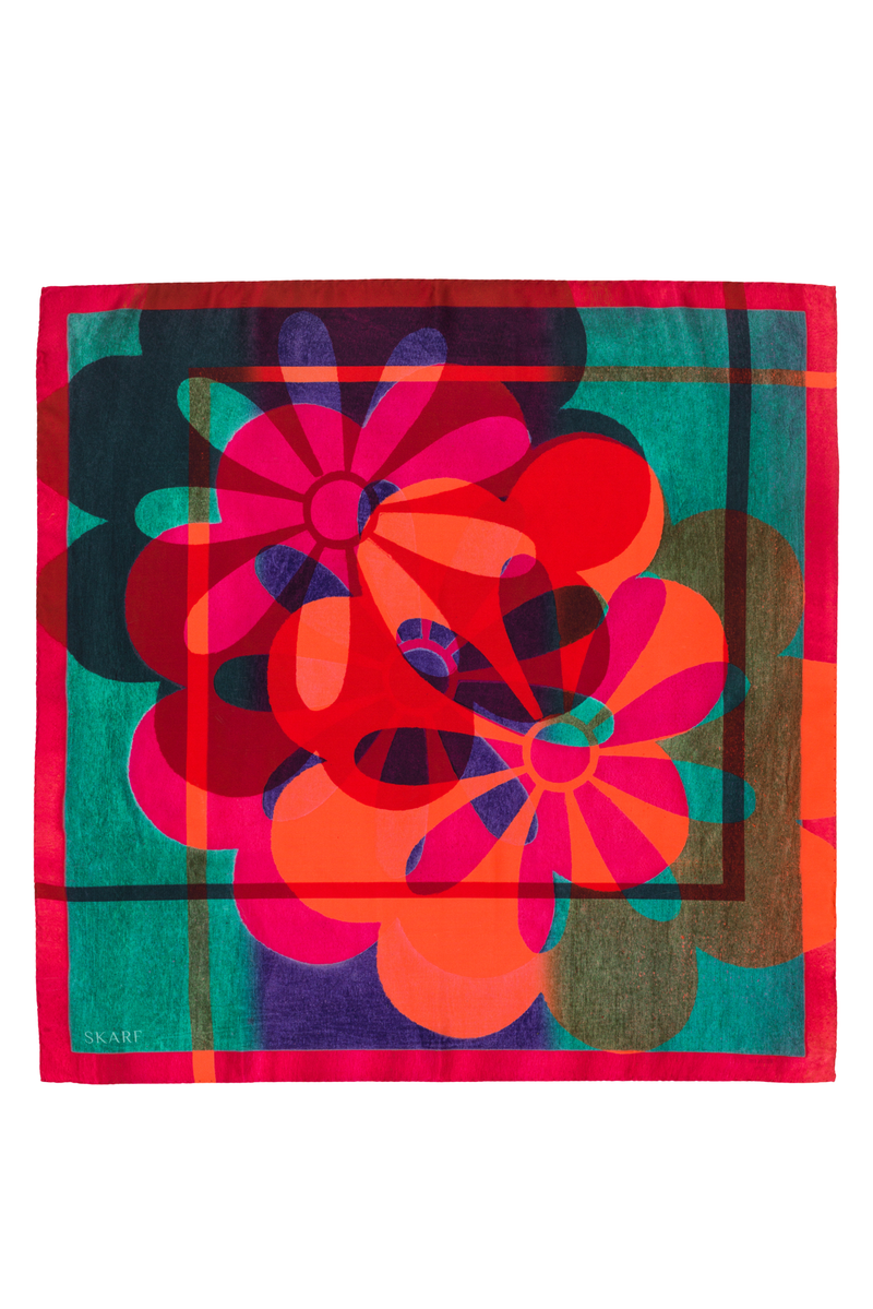 Tuch "Flower Splash  green/blue – Silk"