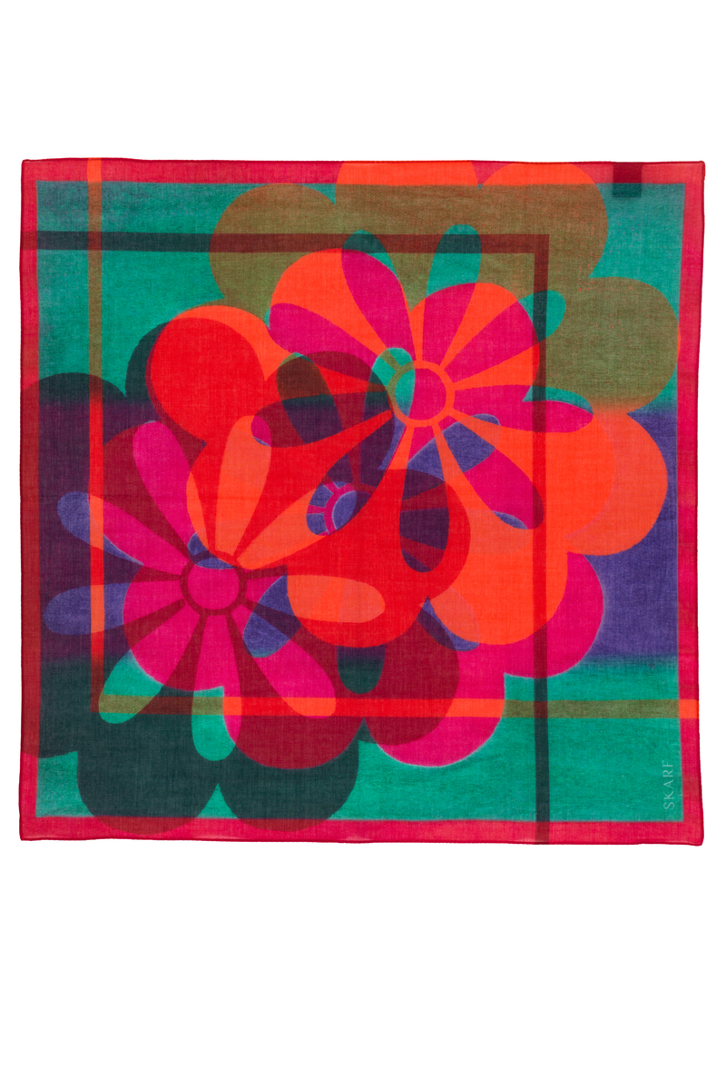 Tuch "Flower Splash green/blue – Cotton"